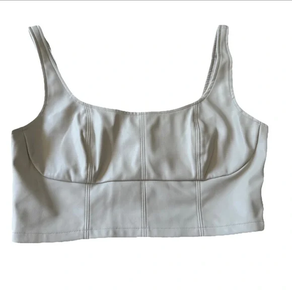 NEW Banana Republic Vegan Leather Bustier Size 8 Cream - Picture 2 of 9